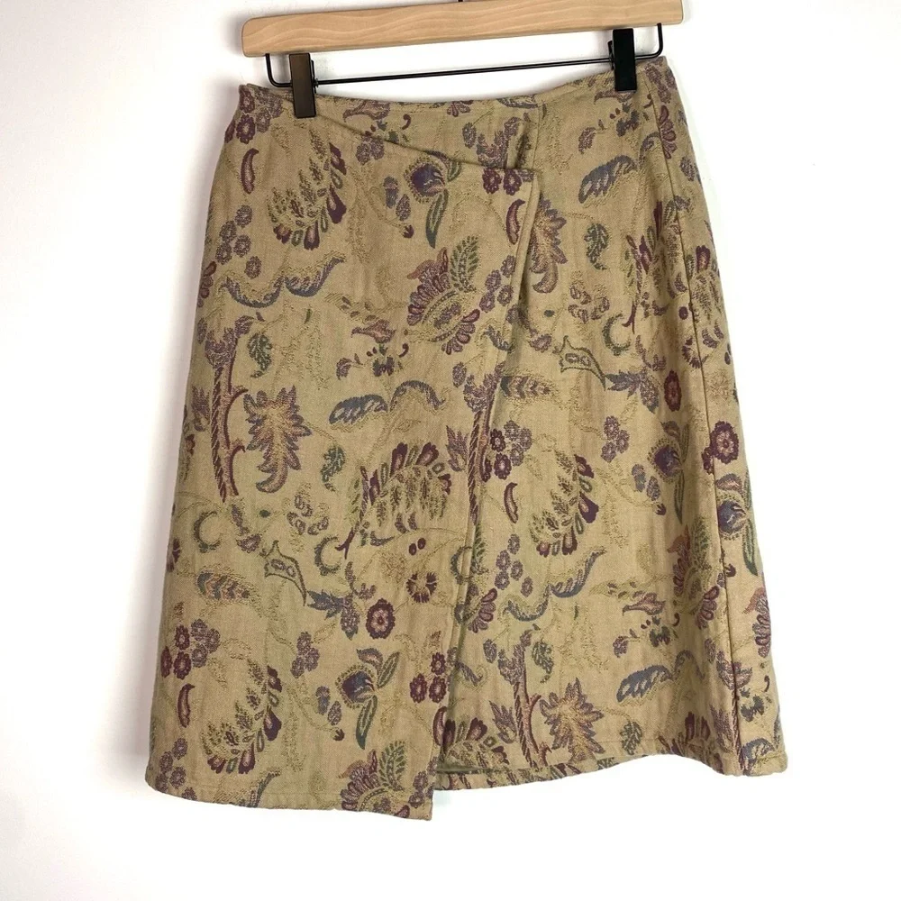 J. Jill Wrap Skirt Tan Tapestry 6P